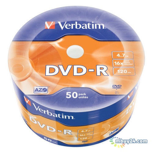 Диски Verbatim DVD-R 4.7GB 16X 50Pk AZO Wrap Matt Silver (43788) фото №2
