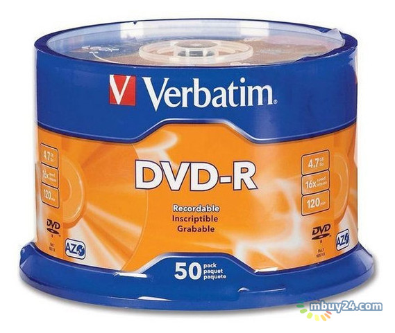 Диски Verbatim DVD-R 4.7GB 16X Extra Protection 50pk Spindle Wrap Matt Silver Surface (43791) фото №1