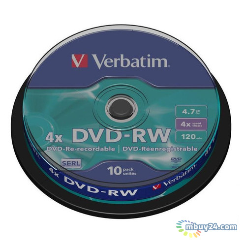 Диски Verbatim DVD-RW 4,7GB 4x Cake Box 10шт (43552) фото №1