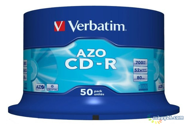 Диски Verbatim CD-R 700Mb 52x Cake 50 Cryst (43343) фото №1
