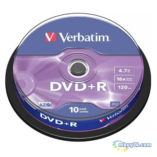 Диски Verbatim DVD-R 4,7Gb 16x Cake 10 штук (43523) фото №1