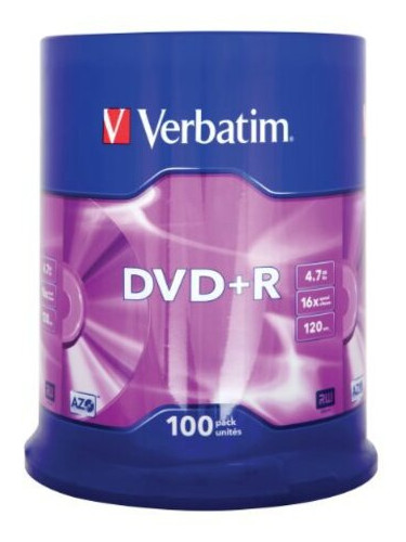 Диски Verbatim DVD-R 4,7Gb 16x Cake 100 штук (43549) фото №1