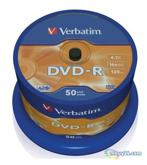 Диски Verbatim DVD-R 4,7Gb 16x Cake 50 штук (43548) фото №1