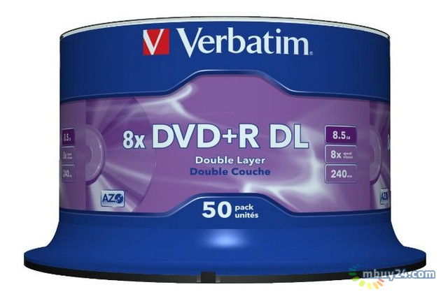 Диски Verbatim DVD+R 8,5Gb DL 8x Cake 50 штук (43758) фото №1