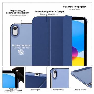 Чехол к планшету BeCover Tri Fold Hard Apple iPad 10.9 (2022/2024)/iPad (А16) 2025 11 Deep Blue (716119) фото №4