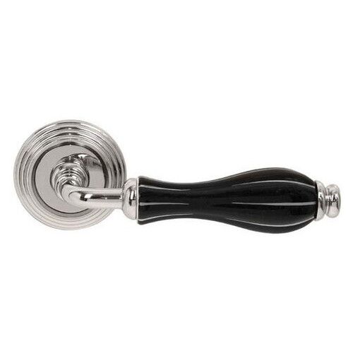 Дверна ручка Fimet Lady 148-269 F21 R ф/з нікель/чорний фарфор срібна смужка (35875) фото №1