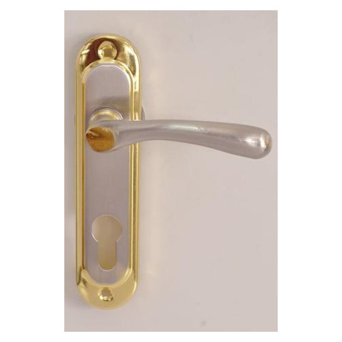Ручка на планці під ключ Bruno 910K6 матовий нікель/золото (до механізму 1025) фото №1