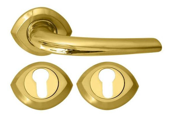 Дверна ручка RDA 0080 з накладками під ключ золото/матова латунь фото №1