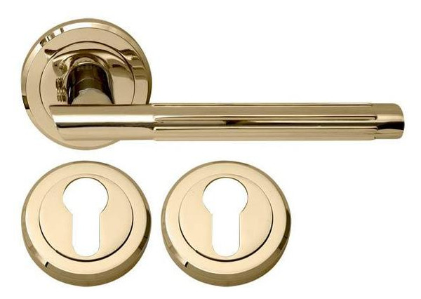 Дверна ручка RDA Milano 5250 с накладками под ключ титановое золото фото №1