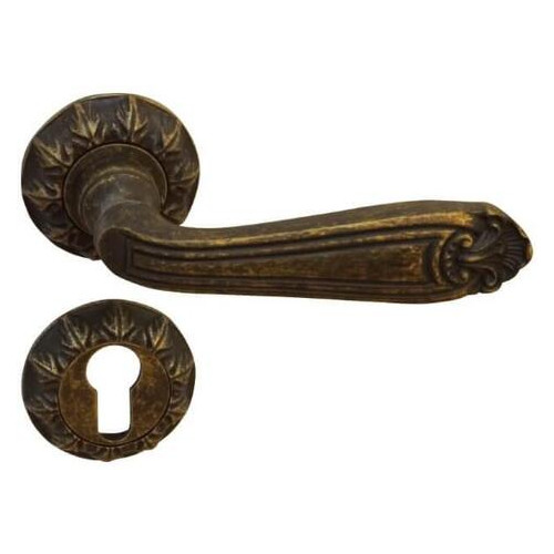 Дверна ручка RDA Antique Collection з накладками під ключ антична бронза фото №1
