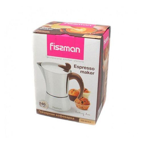Гейзерная кофеварка из нержавеющей стали Fissman на 4 чашки 240 мл 9414 фото №2