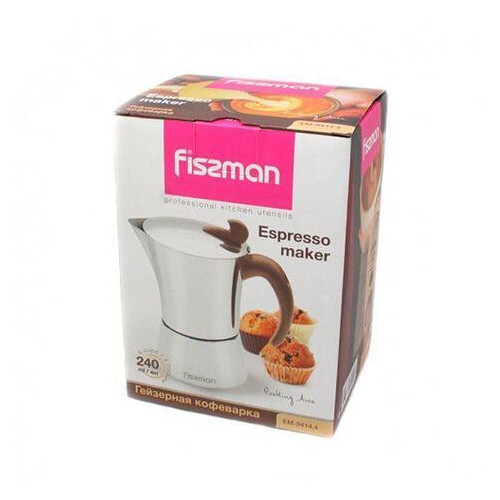 Кофеварка гейзерная из нержавеющей стали Fissman на 9 чашек 540 мл 9416 фото №1