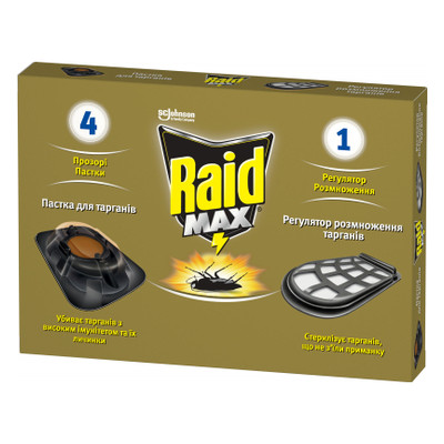Пастка для тарганів Raid Max 4 1 з регулятором розмноження (4823002001051) фото №1