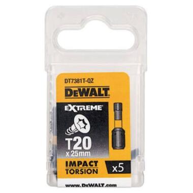 Набір біт DeWALT IMPACT TORSION ударні Torx Т20  L= 25 мм 5 шт (DT7381T) фото №1