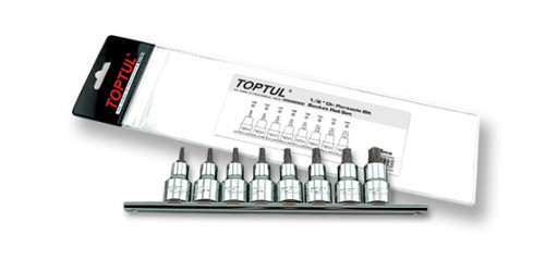 Набір біт Toptul п'ятигранних впрессована в головку 1/2 "TORX T20-T55 з отвором 8ед. (GAAG0806) фото №1