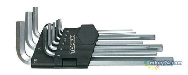 Набір шестигранних ключів Topex 1.5-10 мм 9 шт (35D955) фото №1