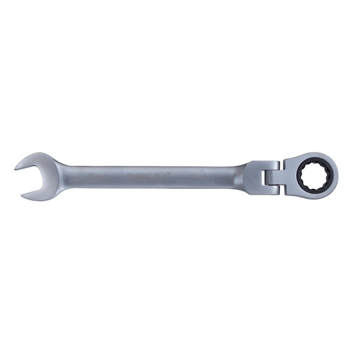 Ключ Sigma рожково-накидной трещоточный с шарниром 15мм CrV satine (6022651) фото №1