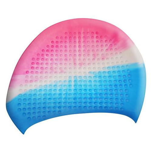 Шапочка для плавання Final на довге волосся GP-010-multi-2 рожево-синьо-білий фото №1
