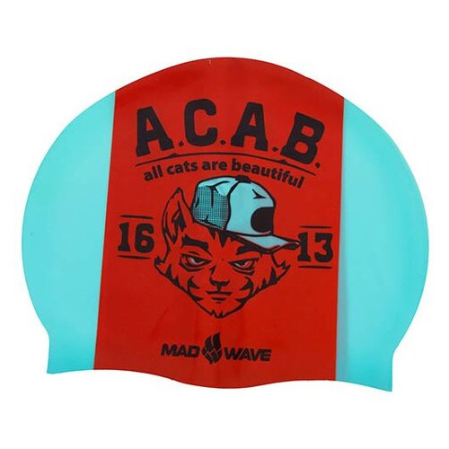 Шапочка для плавання Mad Wave ACAB M055823000W Бірюзово-помаранчевий (60444068) фото №1