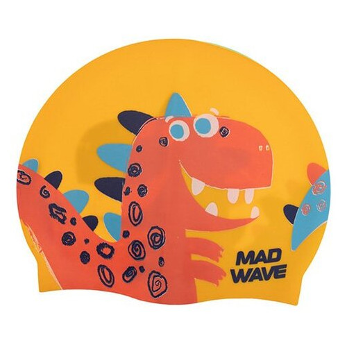 Шапочка для плавання Mad Wave дитяча Junior Dino M057916 Жовтий (60444163) фото №1