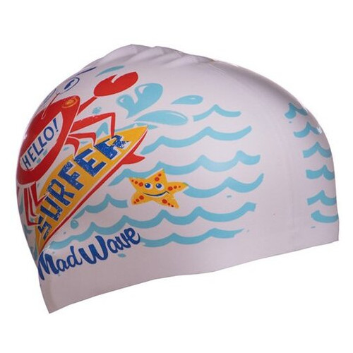 Шапочка для плавання Mad Wave дитяча Junior Surfer M057912 Білий (60444167) фото №2