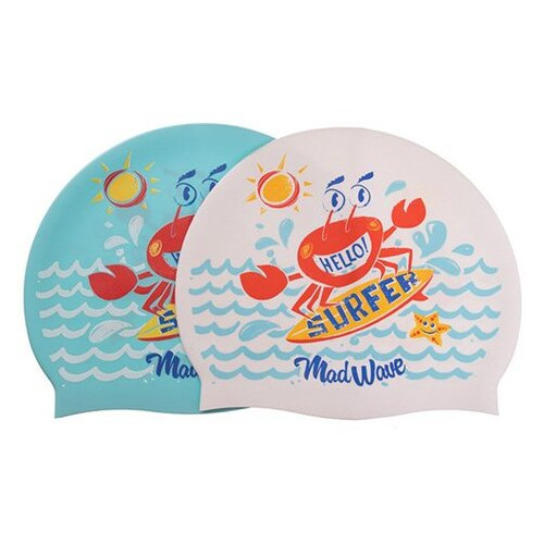 Шапочка для плавання Mad Wave дитяча Junior Surfer M057912 Білий (60444167) фото №6