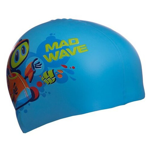 Шапочка для плавання дитяча Mad Wave Junior Mad Bot M057915 Синій (60444165) фото №2
