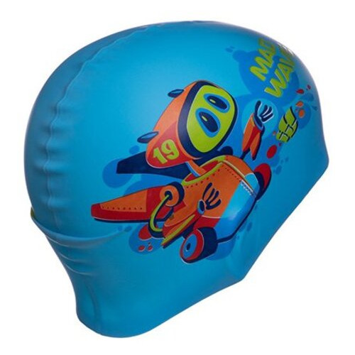 Шапочка для плавання дитяча Mad Wave Junior Mad Bot M057915 Синій (60444165) фото №3