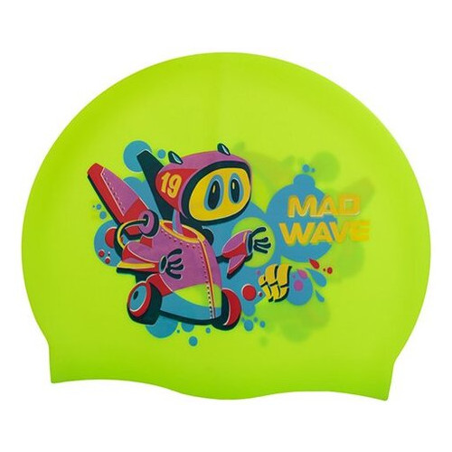 Шапочка для плавання дитяча Mad Wave Junior Mad Bot M057915 Зелений (60444165) фото №1