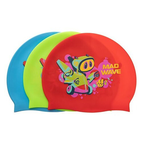 Шапочка для плавання дитяча Mad Wave Junior Mad Bot M057915 Зелений (60444165) фото №3