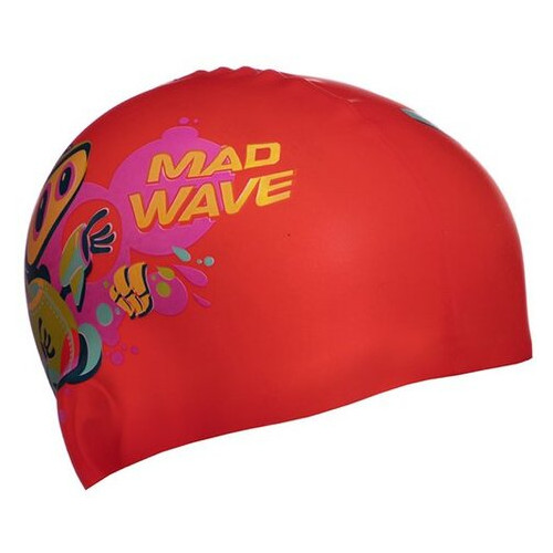 Шапочка для плавання дитяча Mad Wave Junior Mad Bot M057915 Червоний (60444165) фото №2