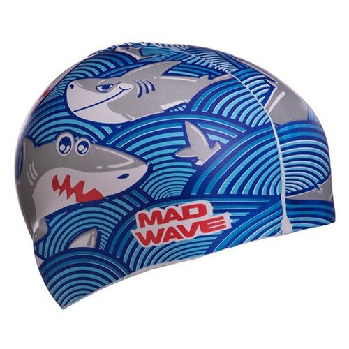 Шапочка для плавання дитяча Mad Wave Junior Sharky M057911 Синій (60444166) фото №2