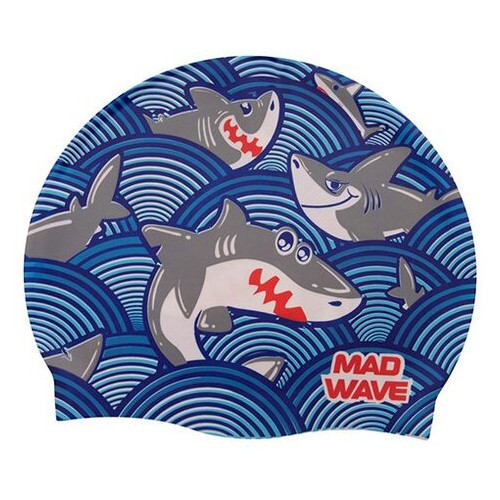 Шапочка для плавання дитяча Mad Wave Junior Sharky M057911 Синій (60444166) фото №1