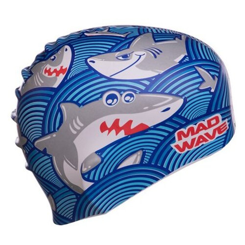 Шапочка для плавання дитяча Mad Wave Junior Sharky M057911 Синій (60444166) фото №3
