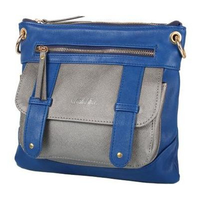 Женская сумка из качественного кожезаменителя Laskara LK-10238-blue-silver фото №1