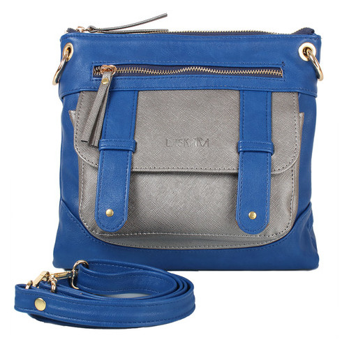 Женская сумка из качественного кожезаменителя Laskara LK-10238-blue-silver фото №2