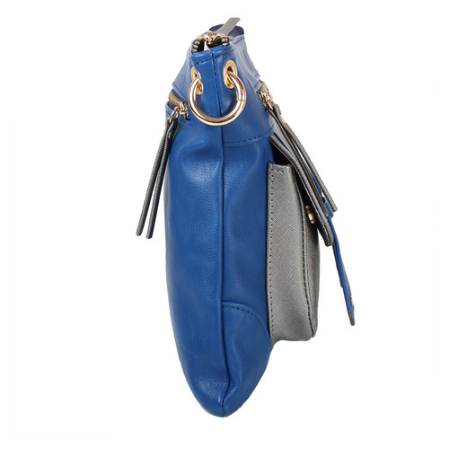 Женская сумка из качественного кожезаменителя Laskara LK-10238-blue-silver фото №4