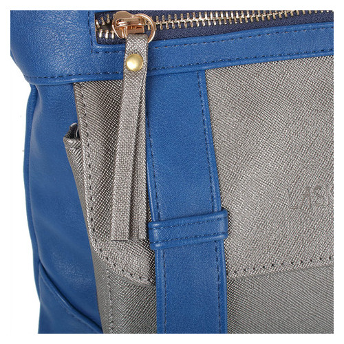 Женская сумка из качественного кожезаменителя Laskara LK-10238-blue-silver фото №6
