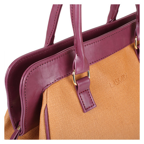 Женская сумка из качественного кожезаменителя Laskara LK-10246-straw-cognac фото №6