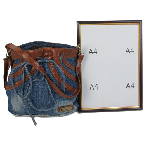 Молодіжна джинсова сумка у формі жіночої спідниці Fashion jeans bag синя фото №10