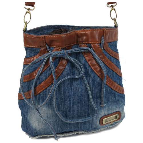 Молодіжна джинсова сумка у формі жіночої спідниці Fashion jeans bag синя фото №4