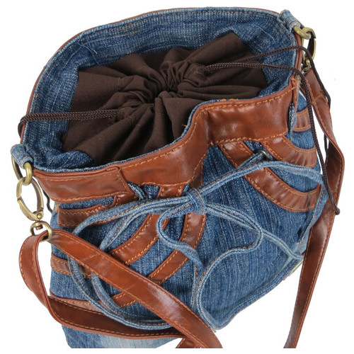 Молодіжна джинсова сумка у формі жіночої спідниці Fashion jeans bag синя фото №8