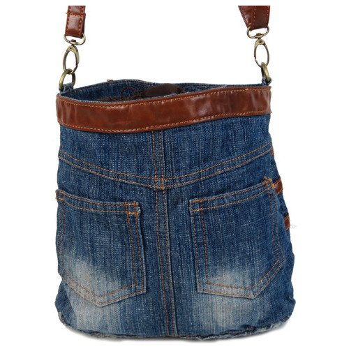 Молодіжна джинсова сумка у формі жіночої спідниці Fashion jeans bag синя фото №5