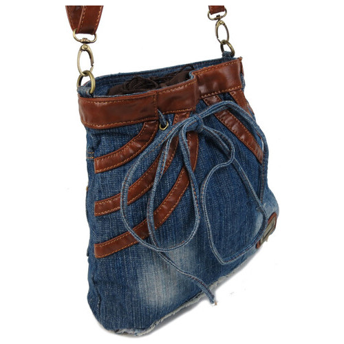 Молодіжна джинсова сумка у формі жіночої спідниці Fashion jeans bag синя фото №6