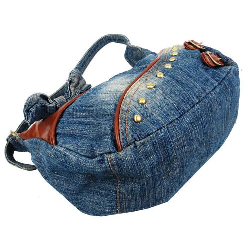 Жіноча сумка джинсова невеликого розміру Fashion jeans bag синя фото №7