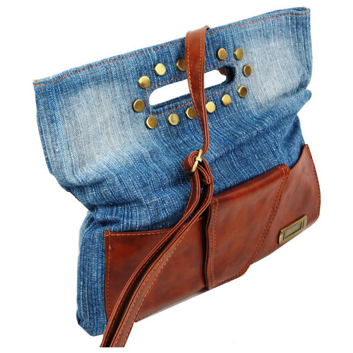 Жіноча сумка джинсова невеликого розміру Fashion jeans bag синя фото №2