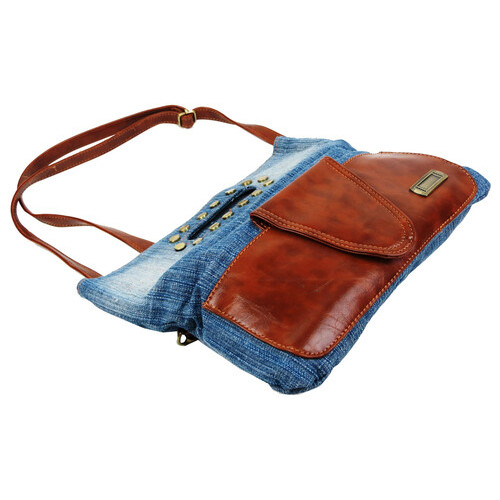 Жіноча сумка джинсова невеликого розміру Fashion jeans bag синя фото №3