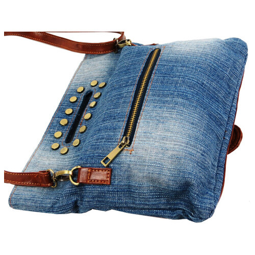 Жіноча сумка джинсова невеликого розміру Fashion jeans bag синя фото №6