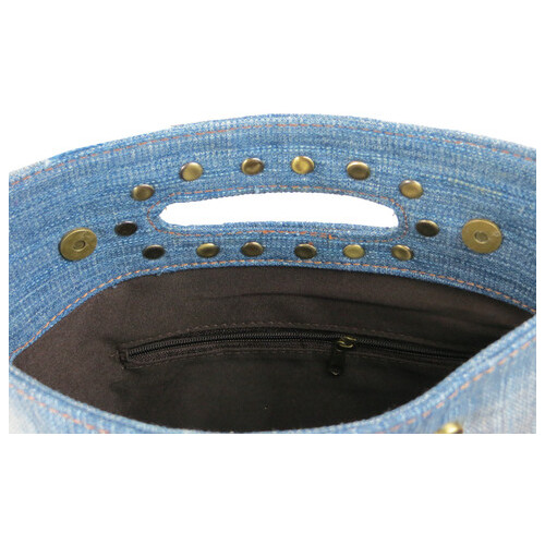 Жіноча сумка джинсова невеликого розміру Fashion jeans bag синя фото №7