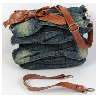 Жіноча сумка джинсова Fashion jeans bag темно-синя фото №5